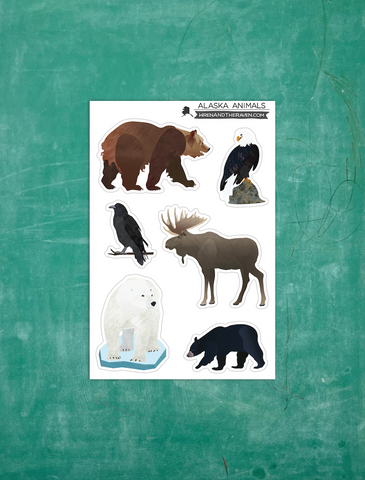 Alaska Wildlife Sticker Sheet Collection