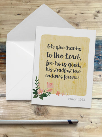 Give Thanks - Psalm 107:1 Notecard